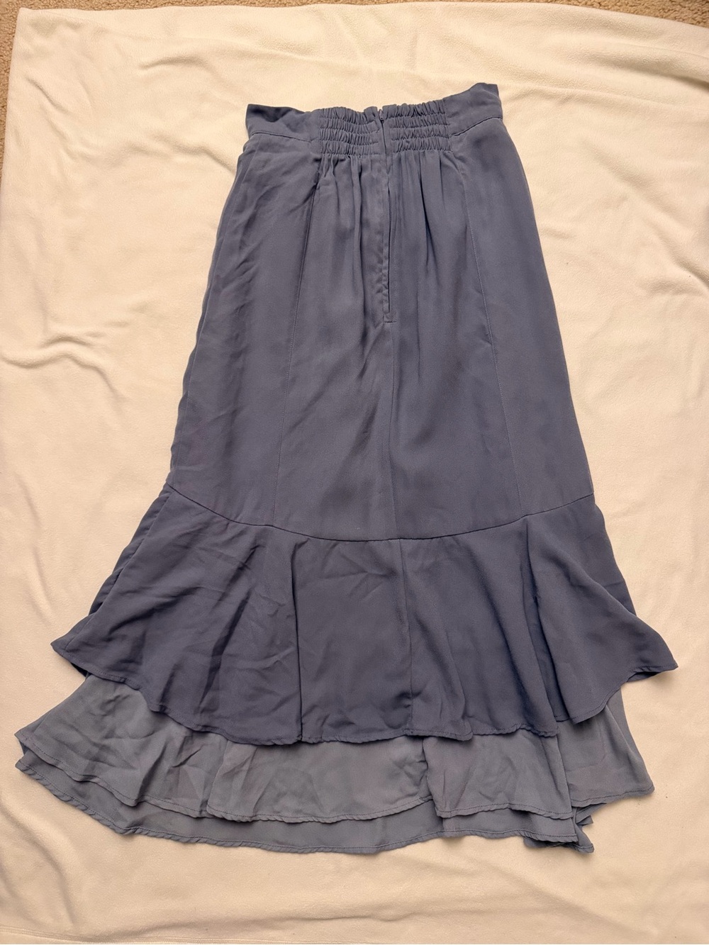Women's Blue Ruffle Hem Skirt